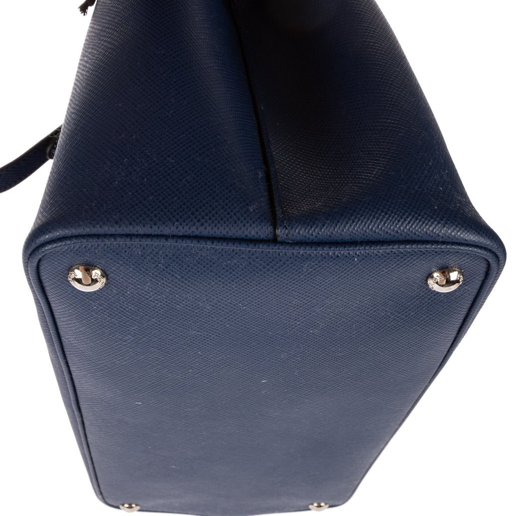 Prada Convertible Open Tote Bag Navy Saffiano Leather