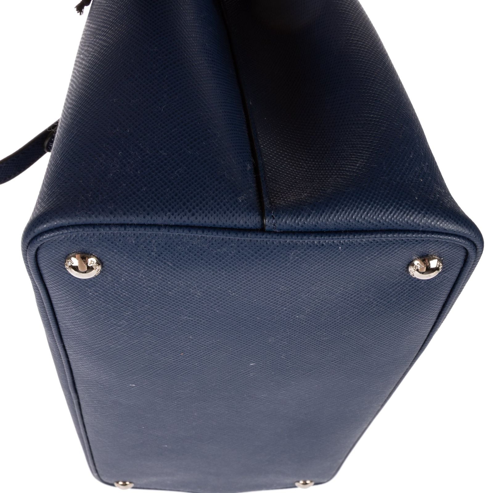 Prada Convertible Open Tote Bag Navy Saffiano Leather