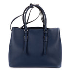Prada Convertible Open Tote Bag Navy Saffiano Leather