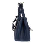 Prada Convertible Open Tote Bag Navy Saffiano Leather