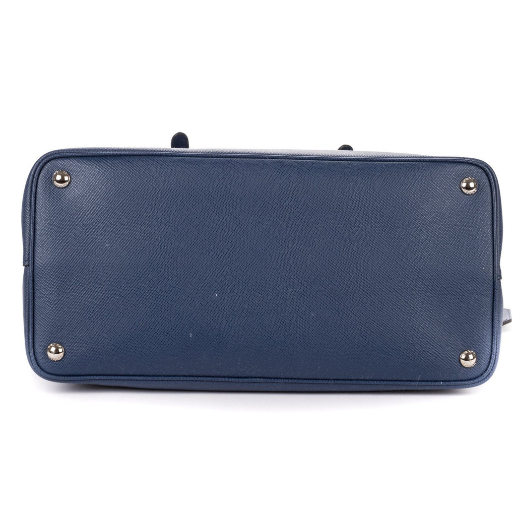 Prada Convertible Open Tote Bag Navy Saffiano Leather