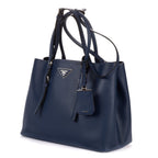 Prada Convertible Open Tote Bag Navy Saffiano Leather