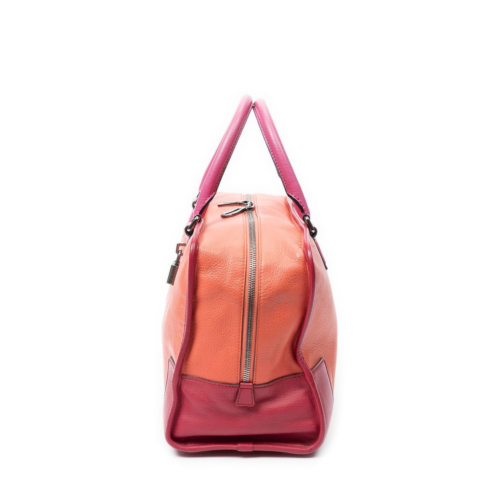 Loewe Amazona Orange Pink Grain Calf Skin Leather Handbag — view 3