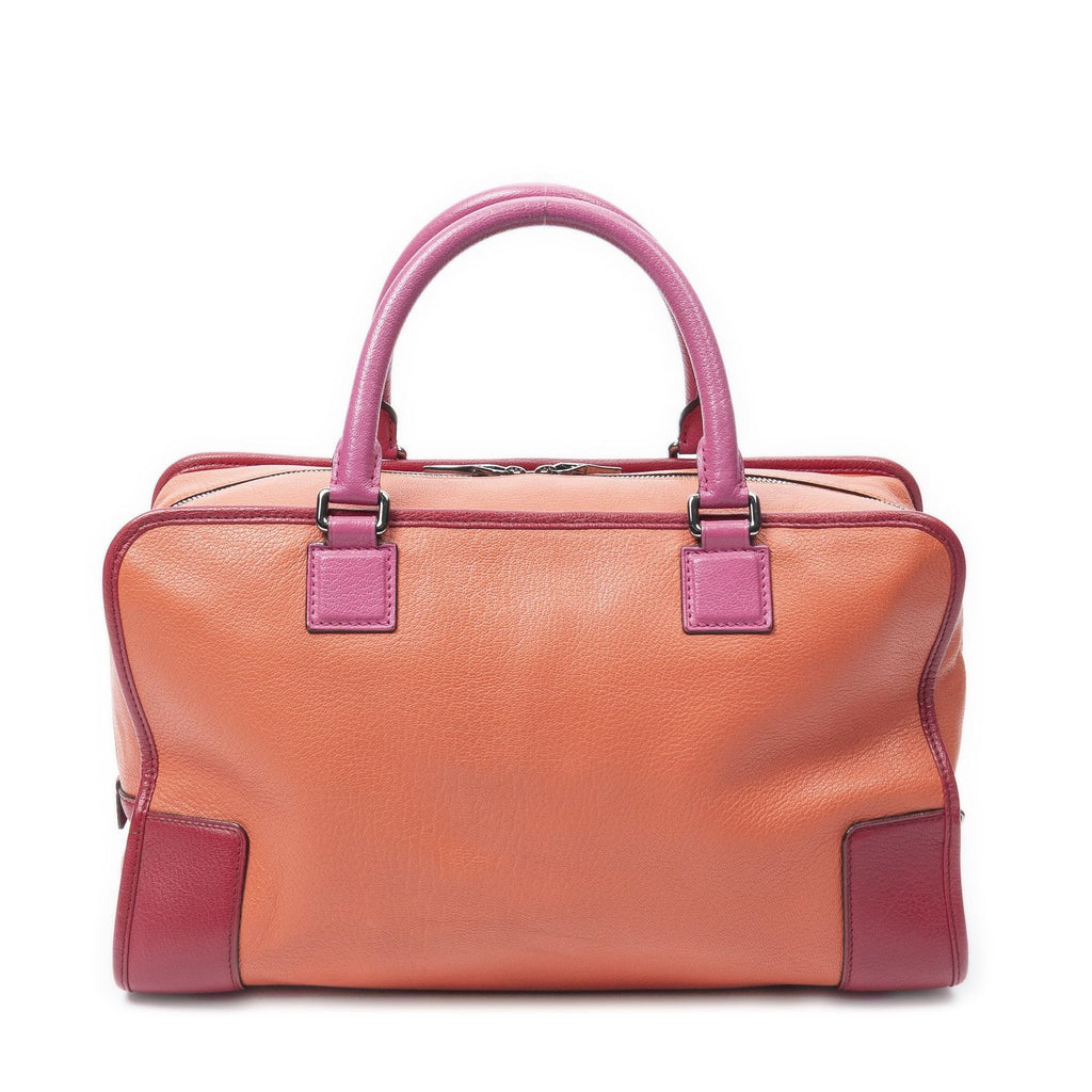Loewe Amazona Orange Pink Grain Calf Skin Leather Handbag — view 5