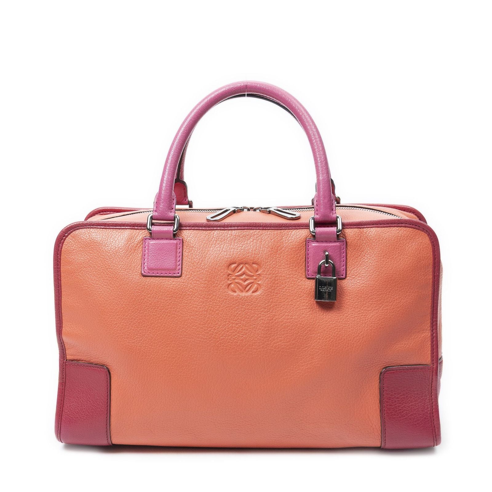Loewe Amazona Orange Pink Grain Calf Skin Leather Handbag