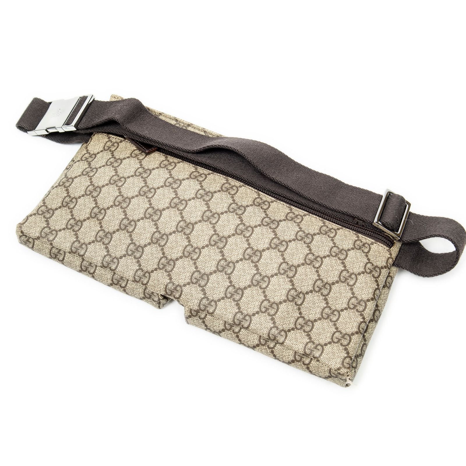 Gucci Waist Pouch Dark Brown Beige Supreme Canvas — view 2