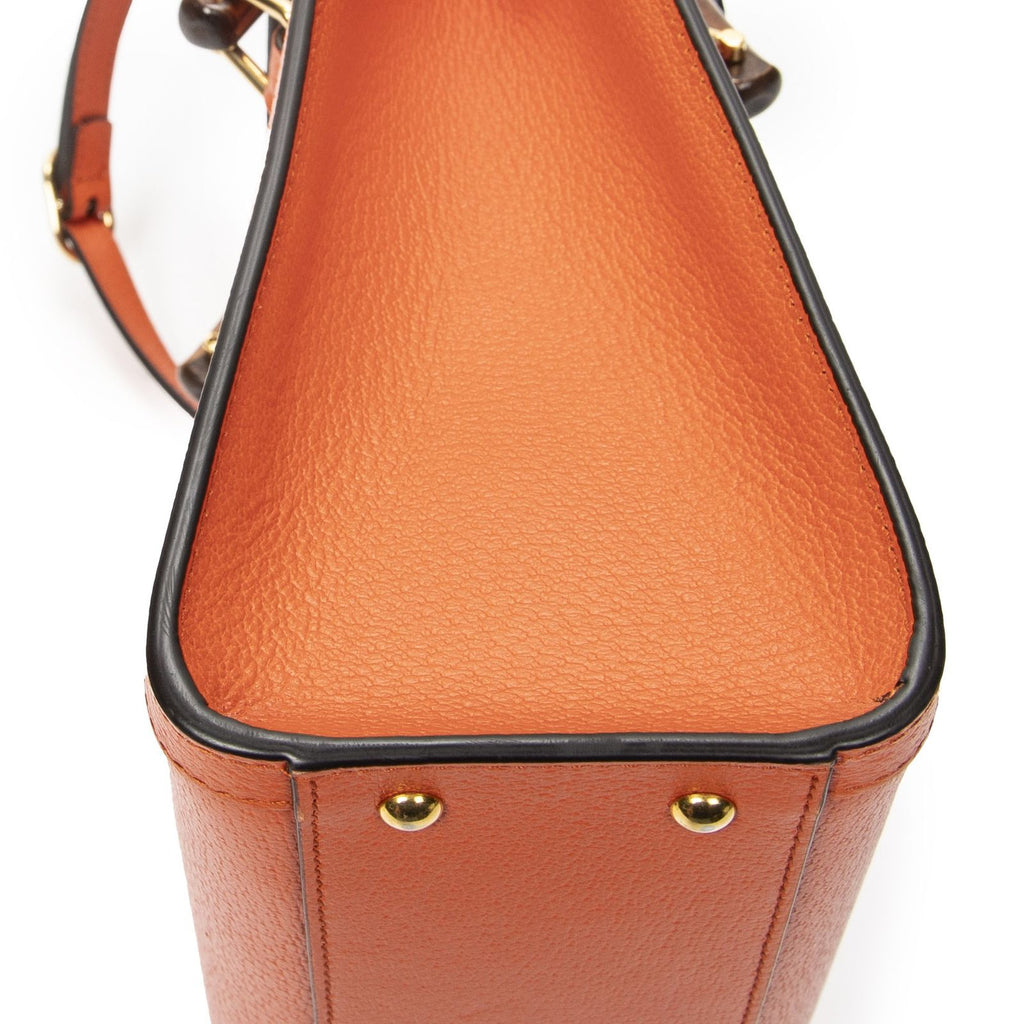 Gucci Bamboo Tote Orange Grain Calf Skin Leather — view 7