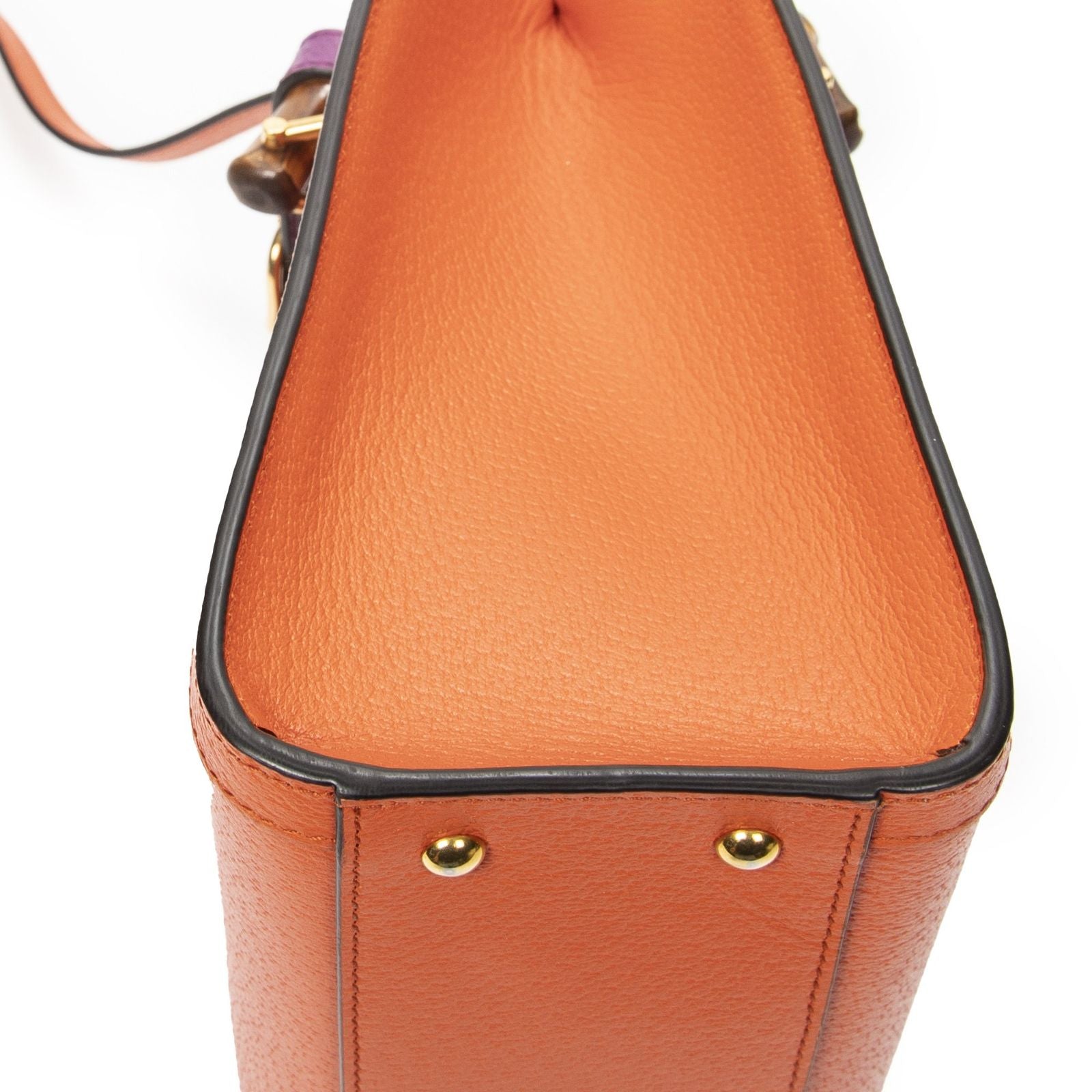 Gucci Bamboo Tote Orange Grain Calf Skin Leather — view 8
