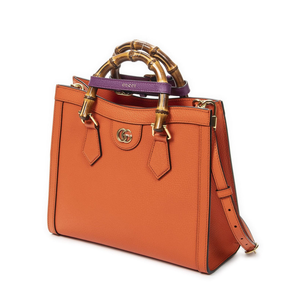 Gucci Bamboo Tote Orange Grain Calf Skin Leather — view 2