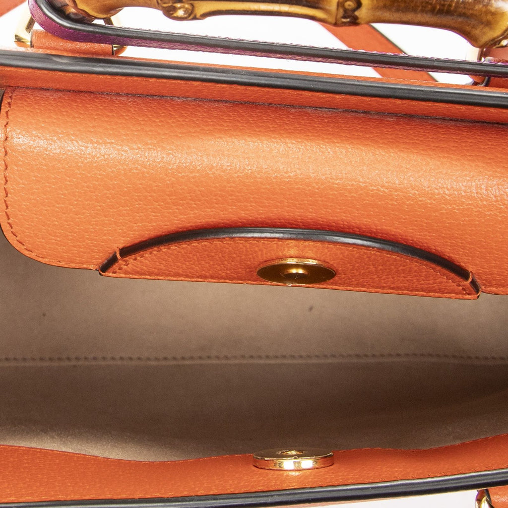 Gucci Bamboo Tote Orange Grain Calf Skin Leather — view 9