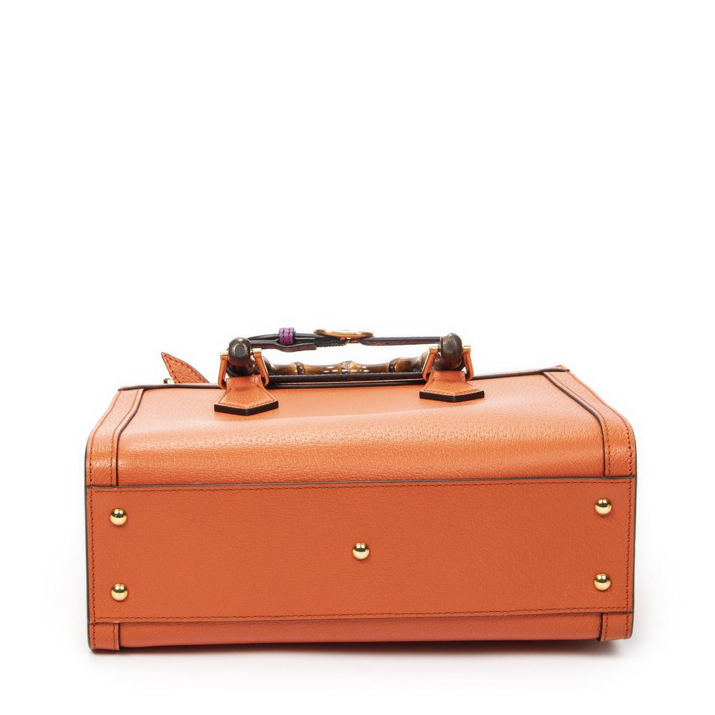 Gucci Bamboo Tote Orange Grain Calf Skin Leather — view 6