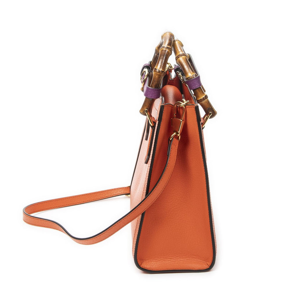 Gucci Bamboo Tote Orange Grain Calf Skin Leather — view 4
