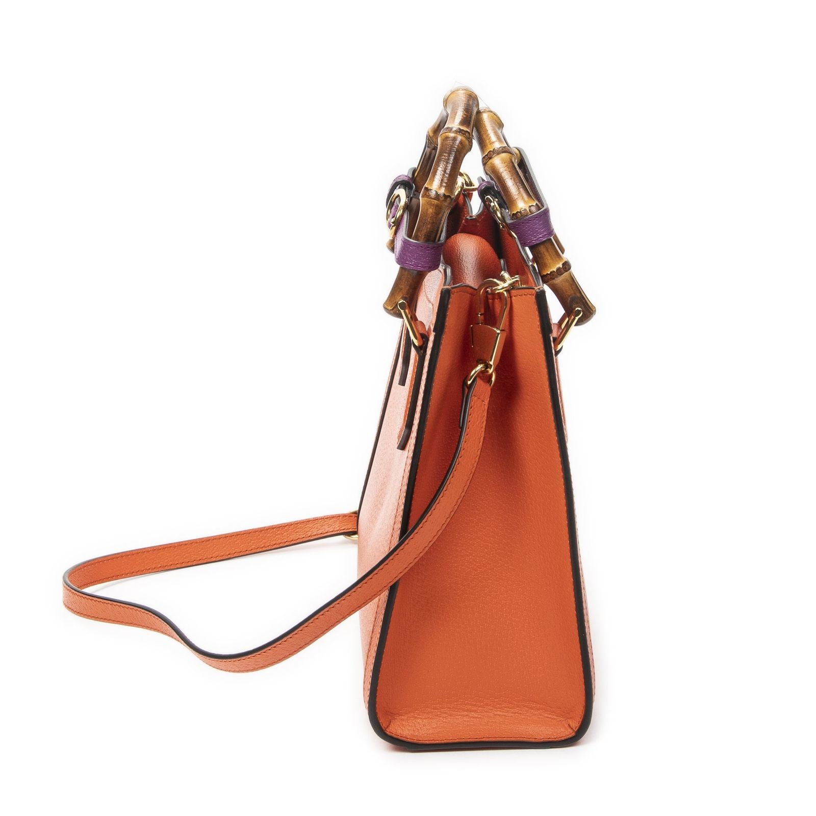 Gucci Bamboo Tote Orange Grain Calf Skin Leather — view 4