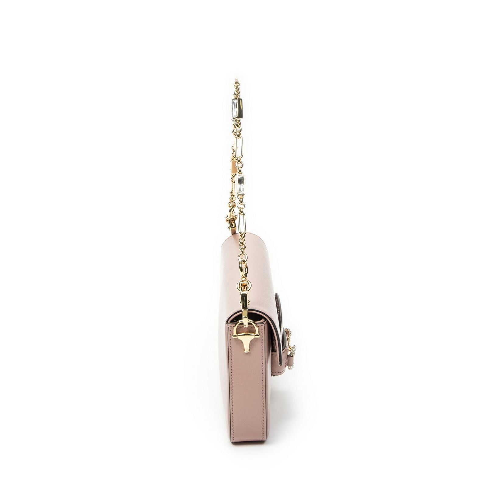 Gucci Small Rhinestone Horsebit Light Pink Calfskin Leather Shoulder — view 4