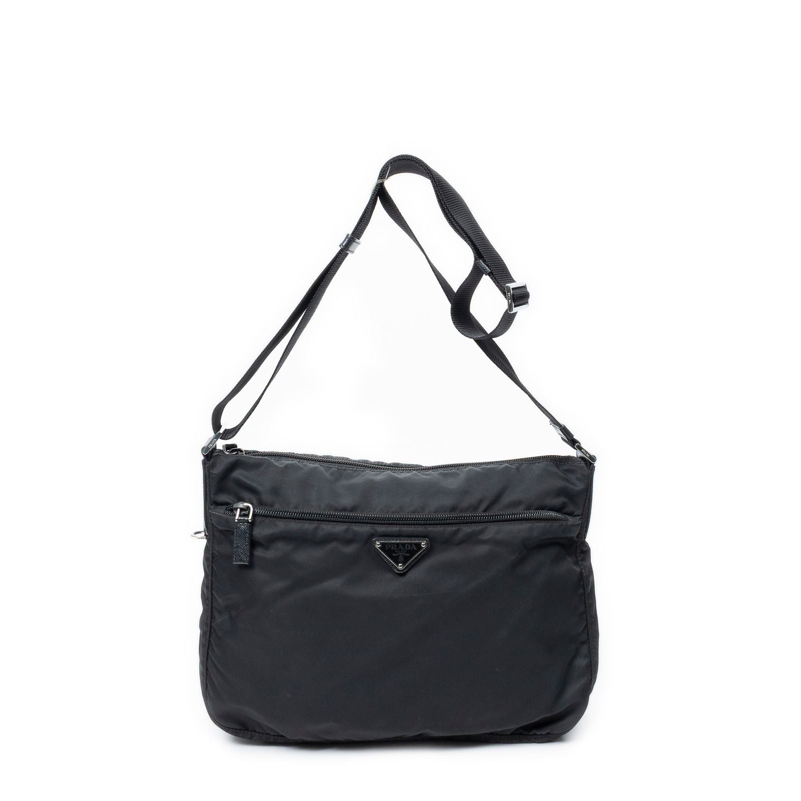 Prada Zip Crossbody Black Nylon Canvas
