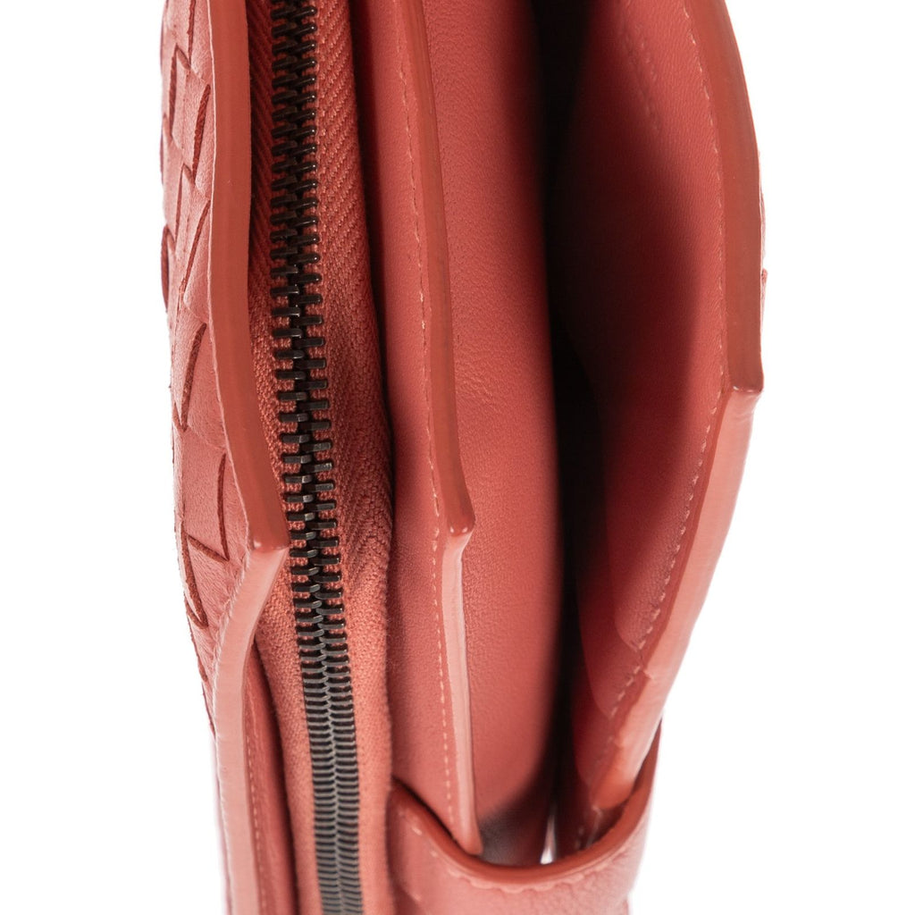 Bottega Veneta Continental Wallet Blush Pinkintrecciato Calfskin Leathera