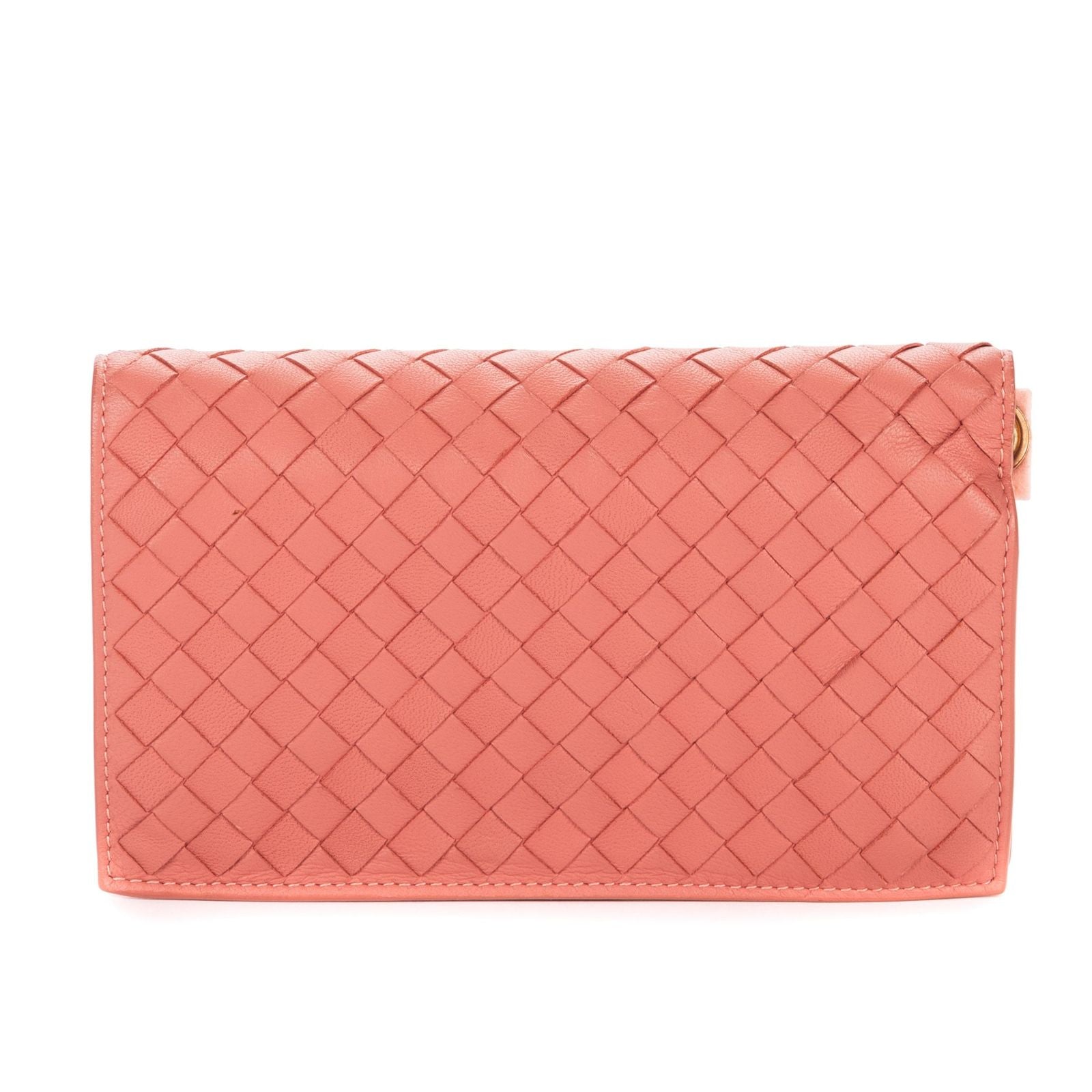 Bottega Veneta Continental Wallet Blush Pinkintrecciato Calfskin Leathera