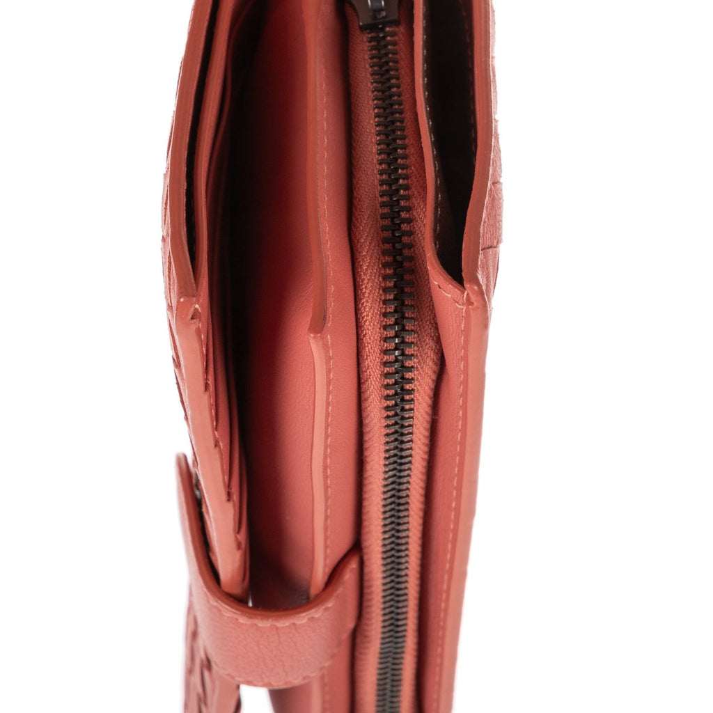 Bottega Veneta Continental Wallet Blush Pinkintrecciato Calfskin Leathera