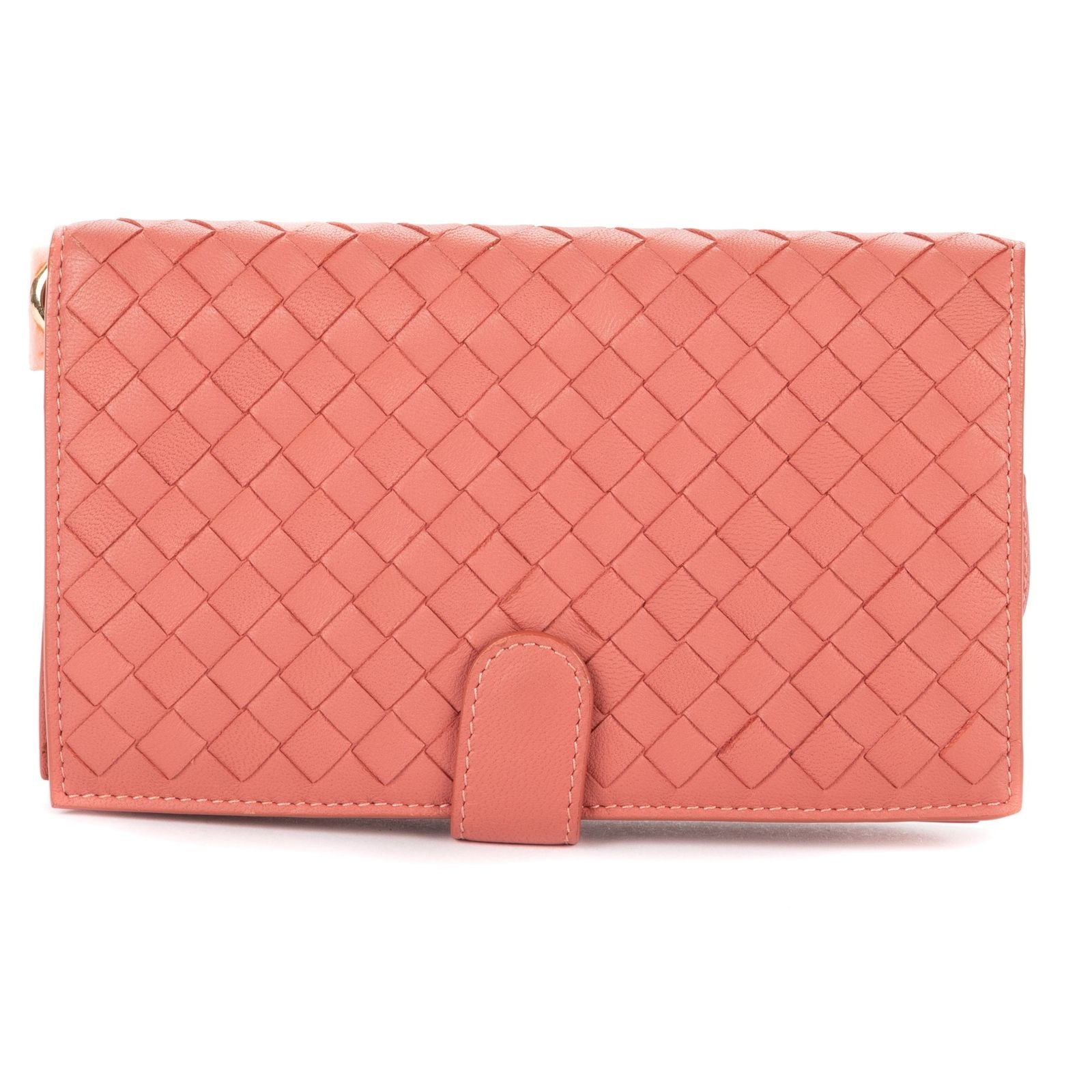 Bottega Veneta Continental Wallet Blush Pinkintrecciato Calfskin Leathera
