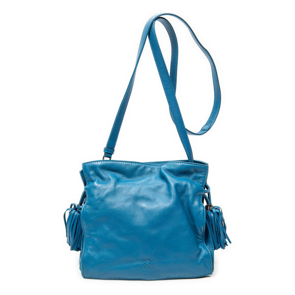 Loewe Small Tassel Flamenco Blue Calfskin Leather Shoulder