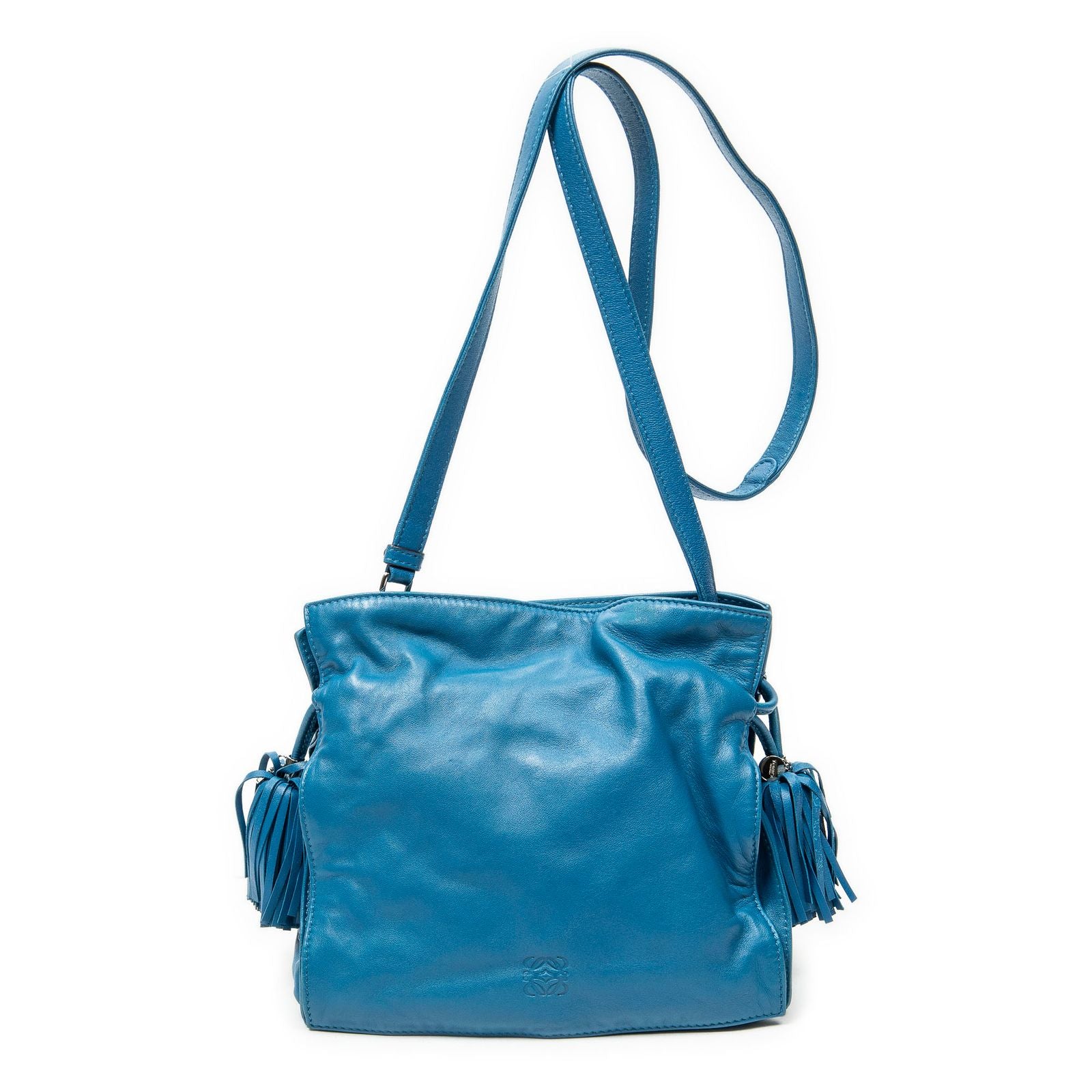 Loewe Small Tassel Flamenco Blue Calfskin Leather Shoulder