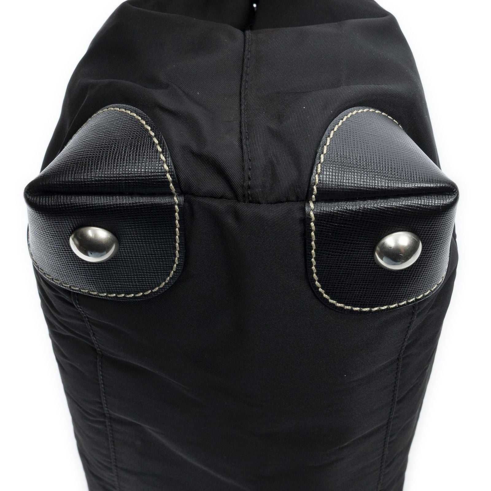 Prada Small Pop Tote Black Nylon Canvas — view 8