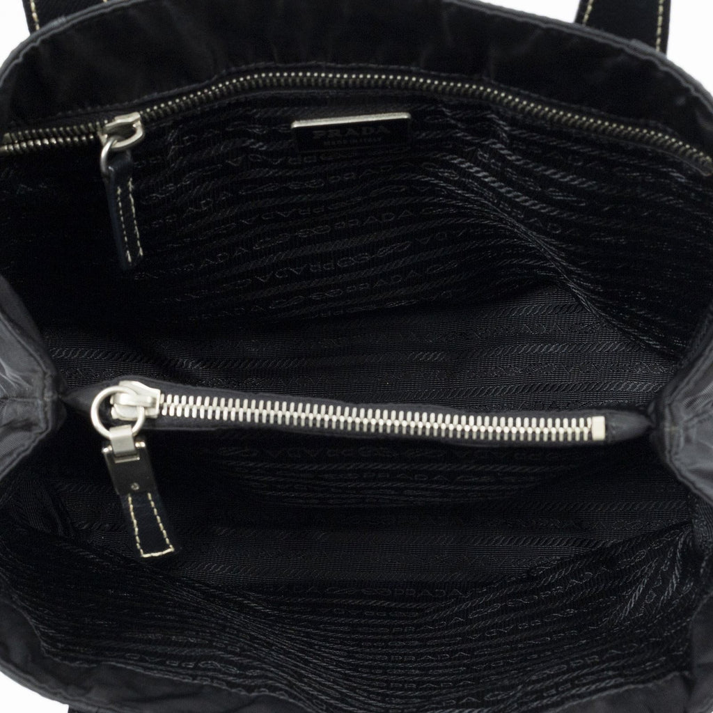 Prada Small Pop Tote Black Nylon Canvas — view 9