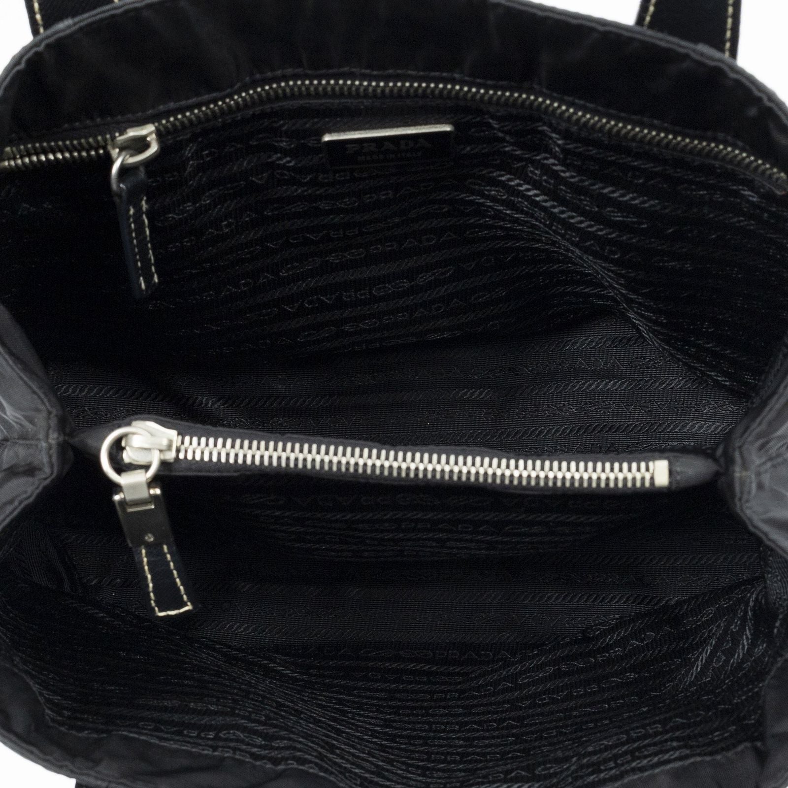 Prada Small Pop Tote Black Nylon Canvas — view 9