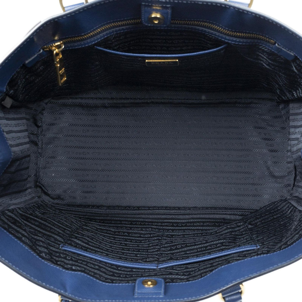 Prada Radio Pun Tote Navy Saffiano Leather — view 9