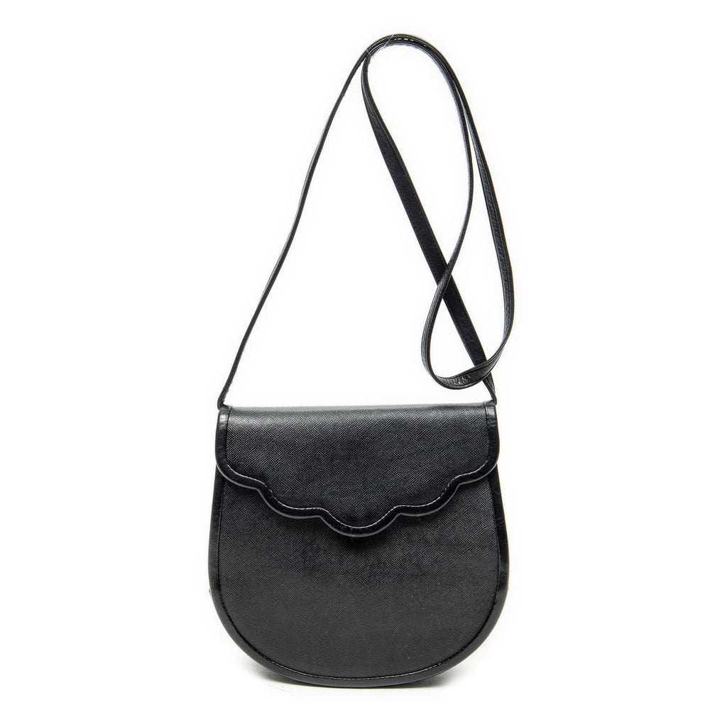 Saint Laurent Vintage Flap Crossbody Black Grain Calf Skin Leather