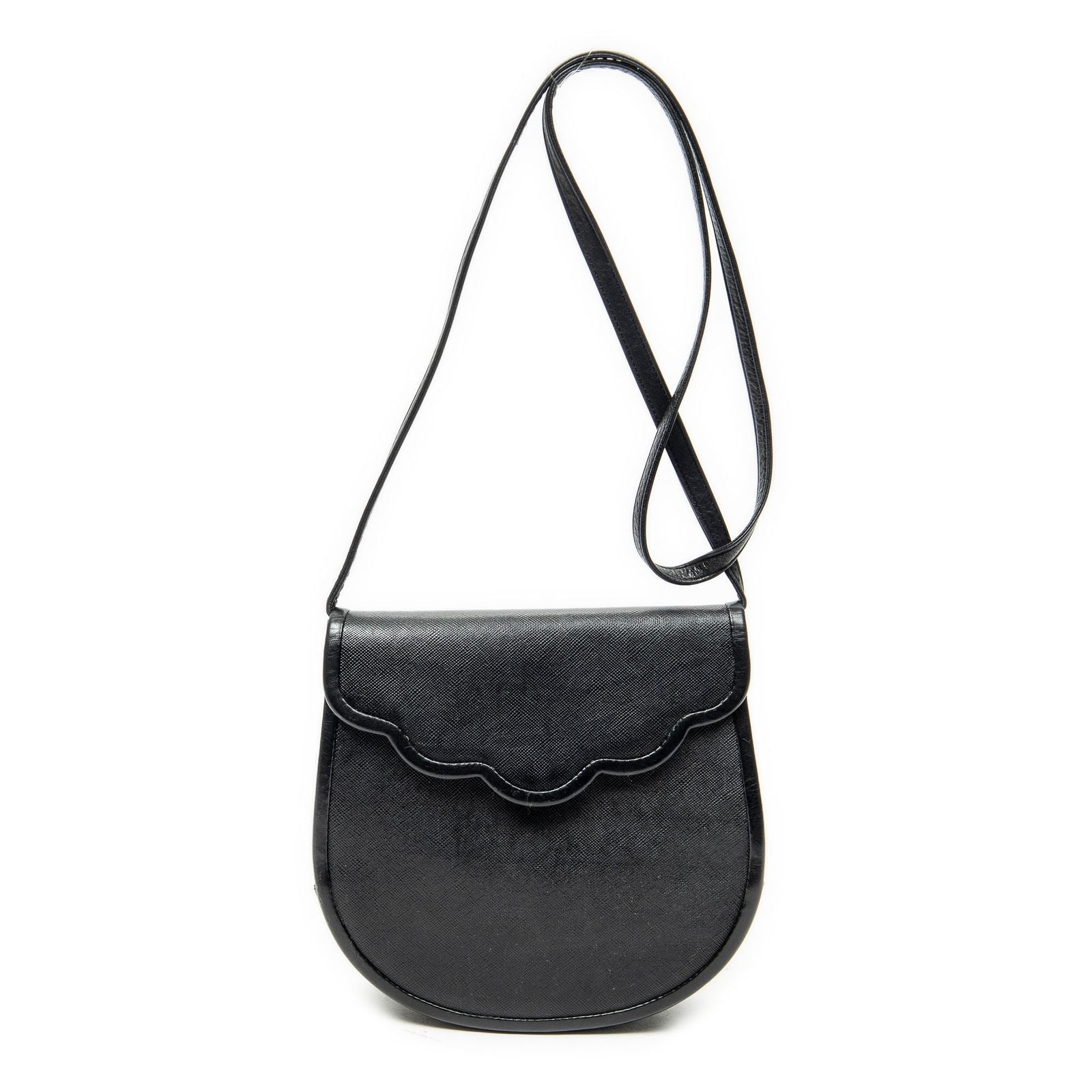 Saint Laurent Vintage Flap Crossbody Black Grain Calf Skin Leather