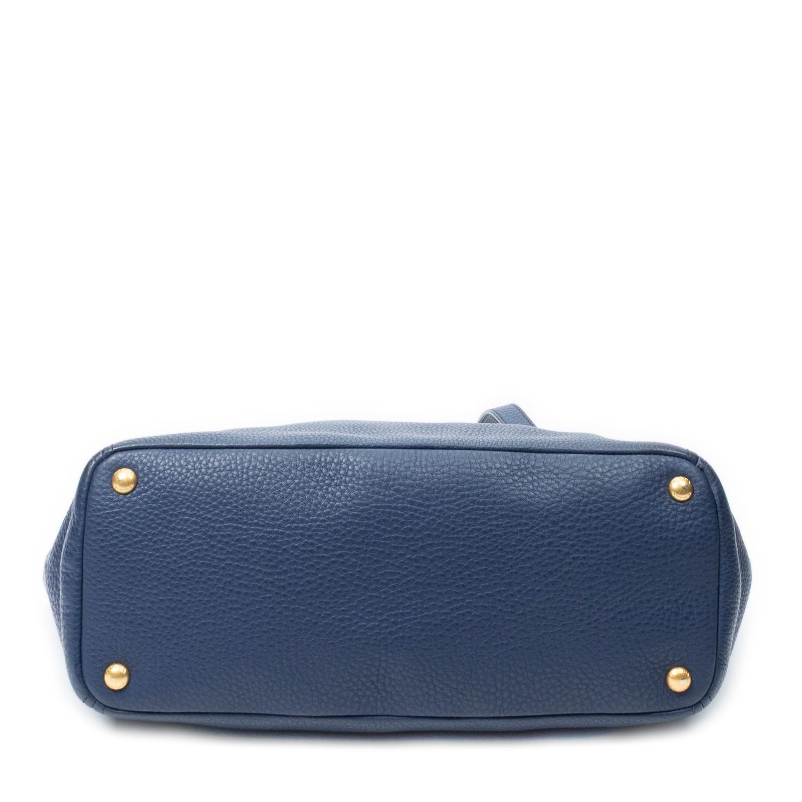 Prada Pocket Shopping Tote Navy Vitello Daino — view 6