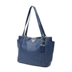 Prada Pocket Shopping Tote Navy Vitello Daino — view 2