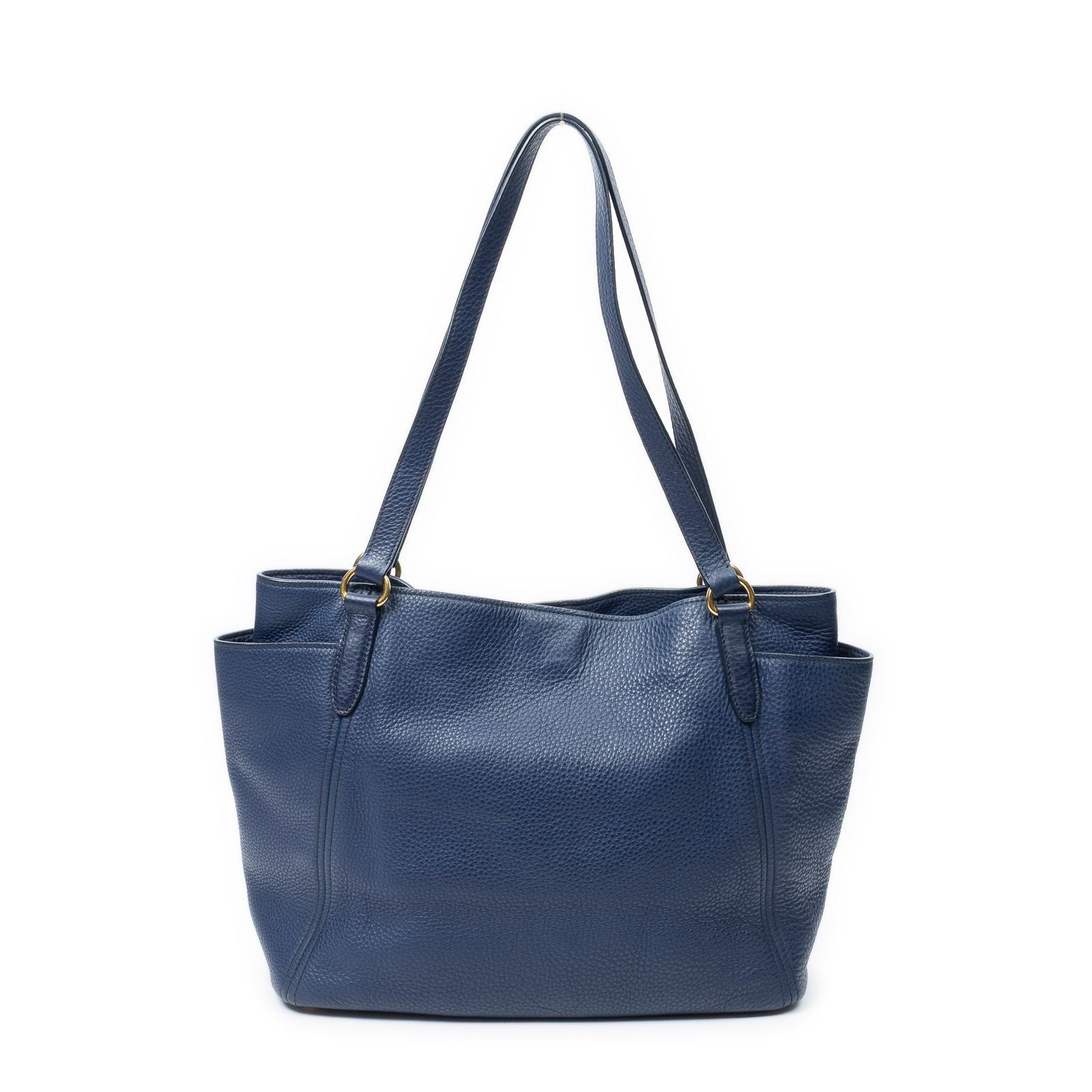 Prada Pocket Shopping Tote Navy Vitello Daino — view 5