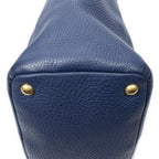 Prada Pocket Shopping Tote Navy Vitello Daino — view 7