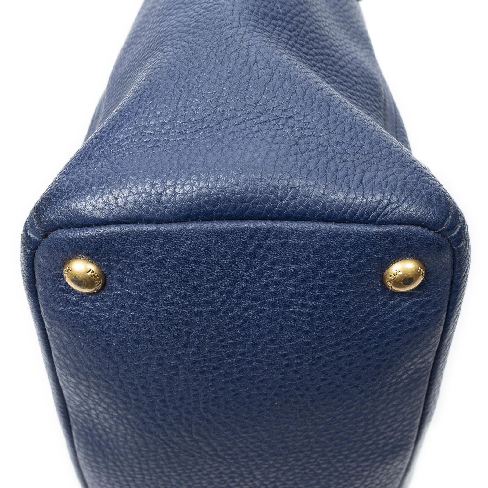 Prada Pocket Shopping Tote Navy Vitello Daino — view 7