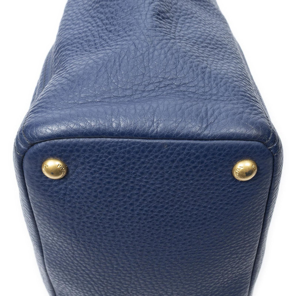 Prada Pocket Shopping Tote Navy Vitello Daino — view 8