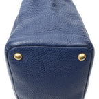 Prada Pocket Shopping Tote Navy Vitello Daino — view 8