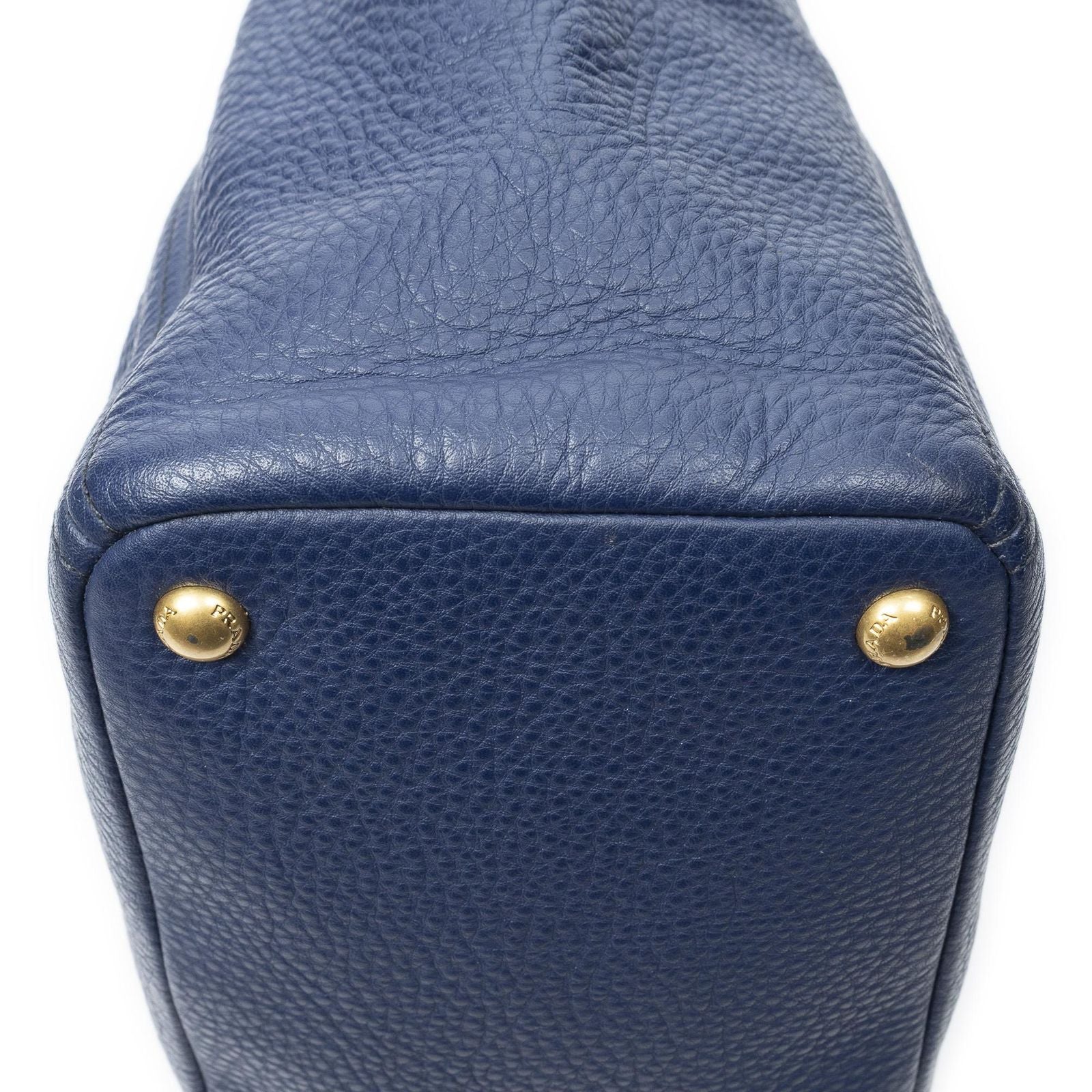 Prada Pocket Shopping Tote Navy Vitello Daino — view 8