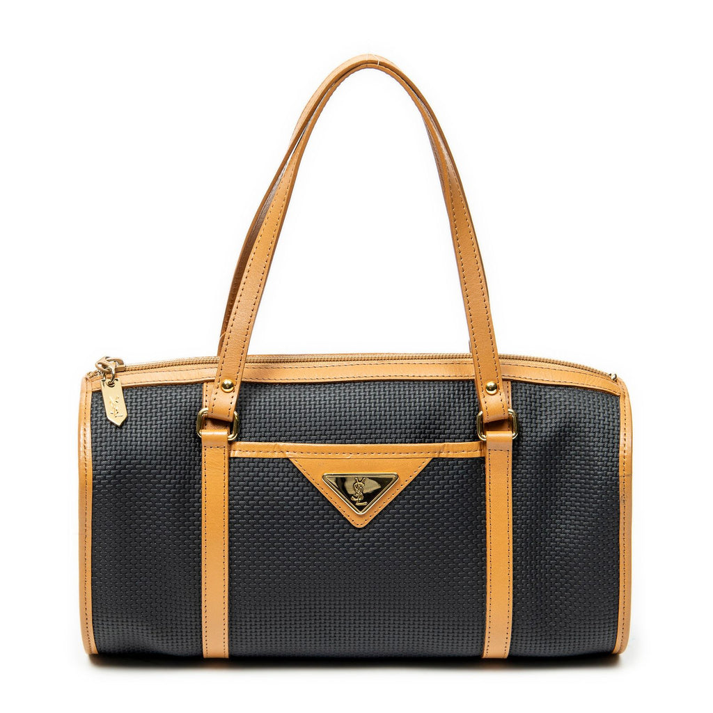 Saint Laurent Vintage Bowling Bag Black Brown Van Gogh Canvas
