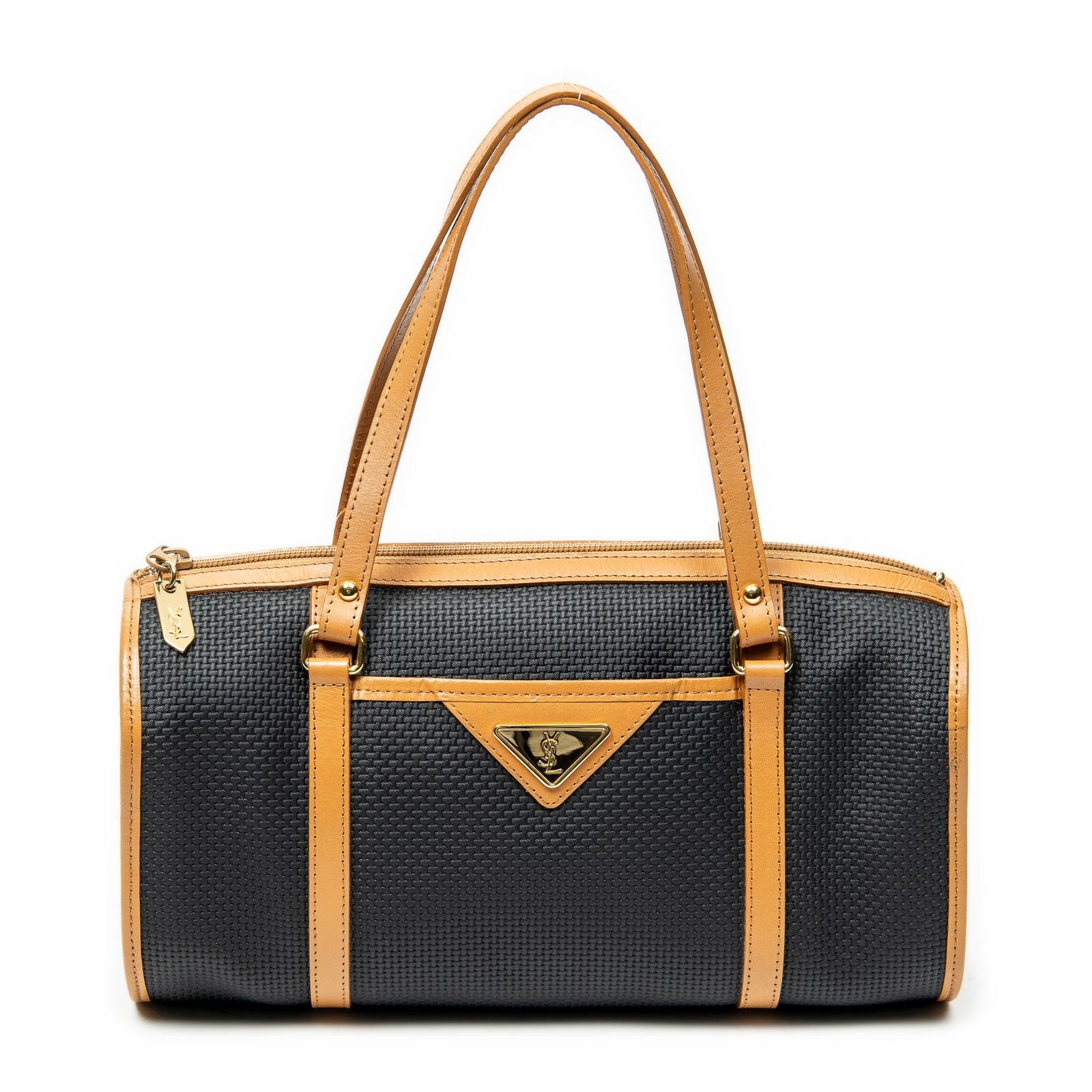 Saint Laurent Vintage Bowling Bag Black Brown Van Gogh Canvas