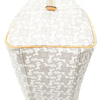 Celine Zip Boston White Beige Carriage Print Canvas Handbag — view 7