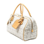 Celine Zip Boston White Beige Carriage Print Canvas Handbag — view 2