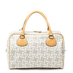 Celine Zip Boston White Beige Carriage Print Canvas Handbag — view 5