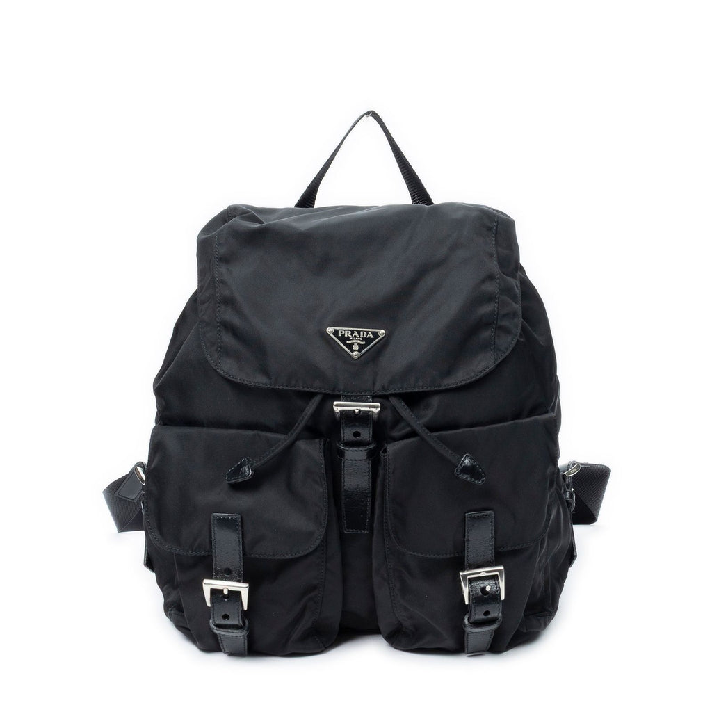 Prada Drawstring Backpack Black Nylon Canvas