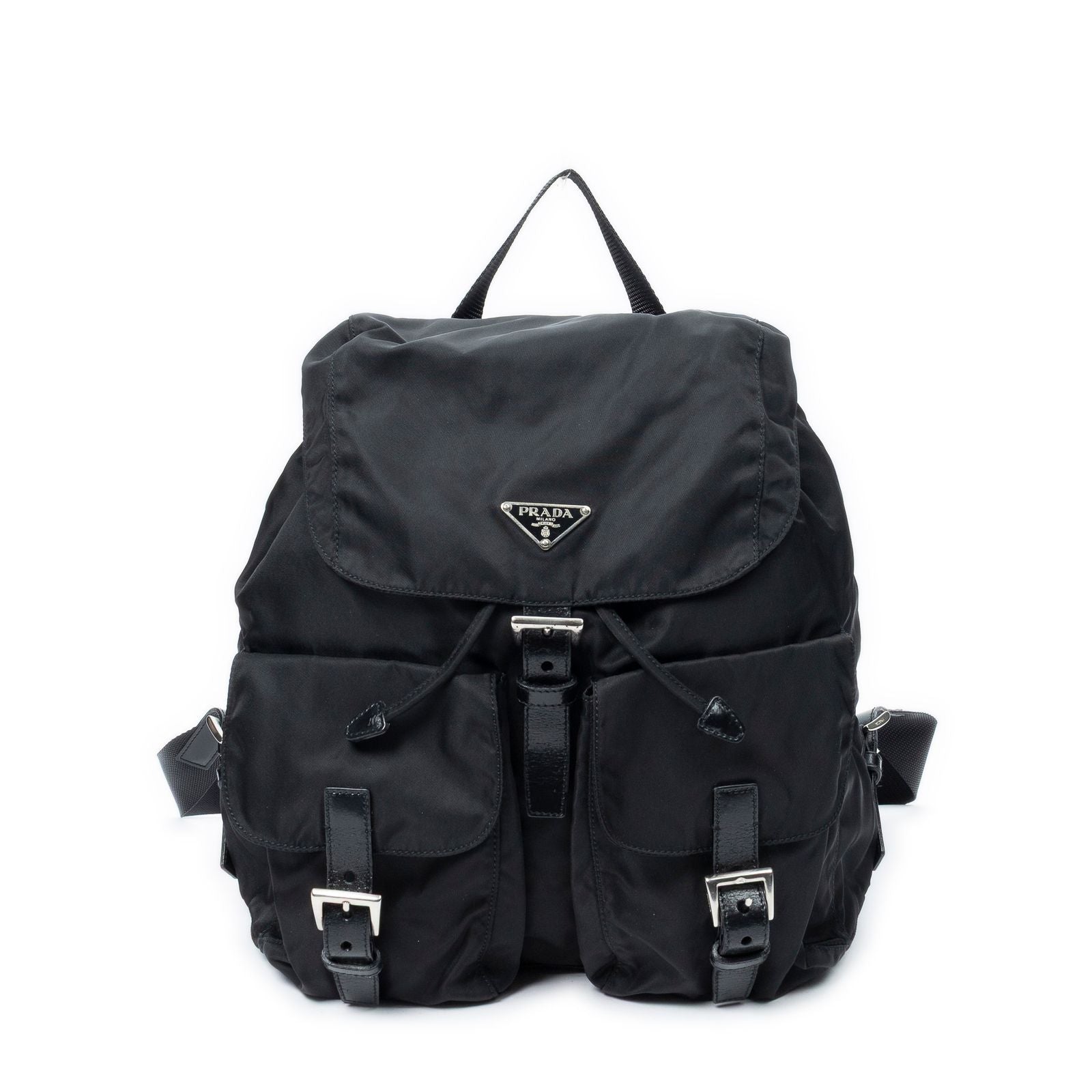 Prada Drawstring Backpack Black Nylon Canvas