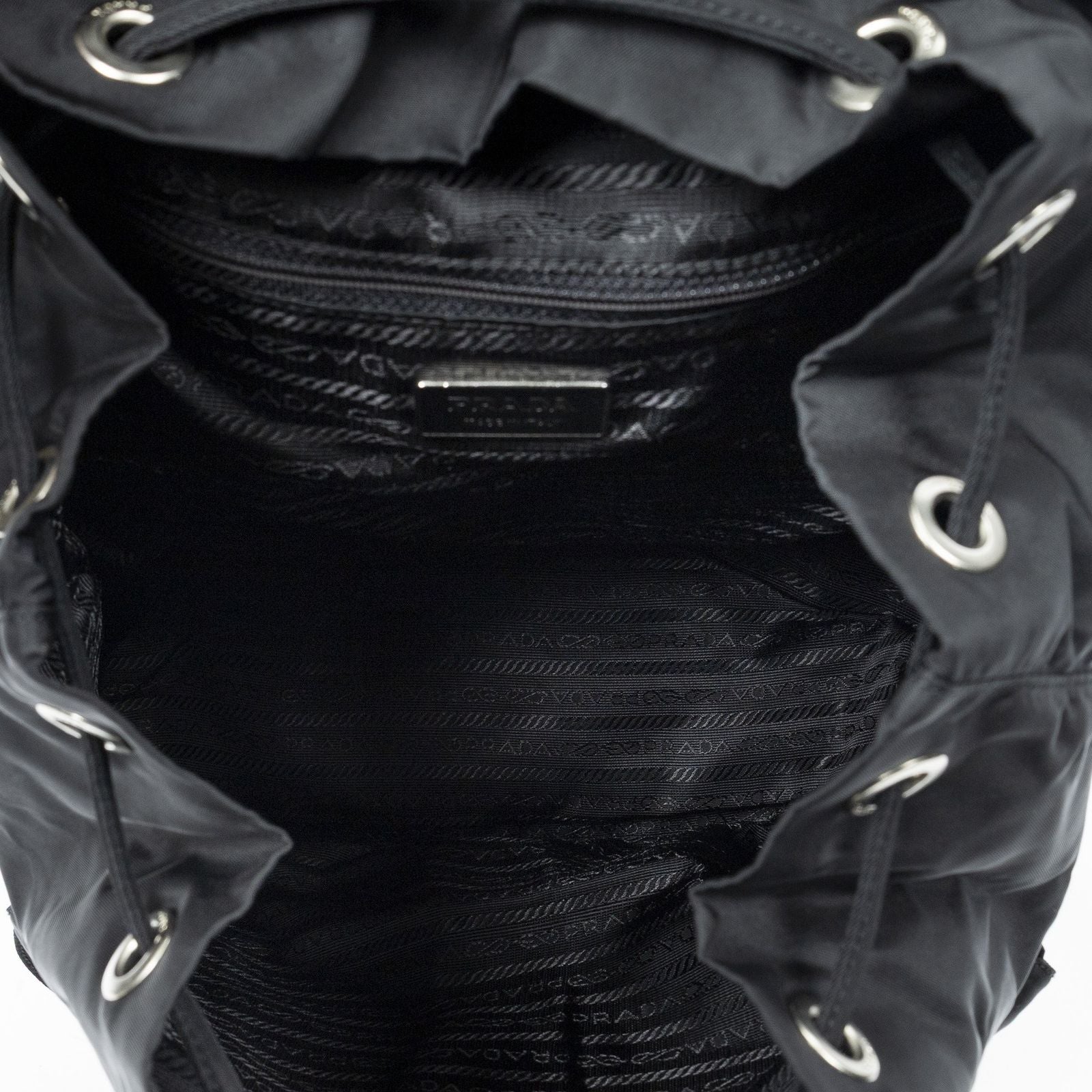 Prada Drawstring Backpack Black Nylon Canvas — view 9