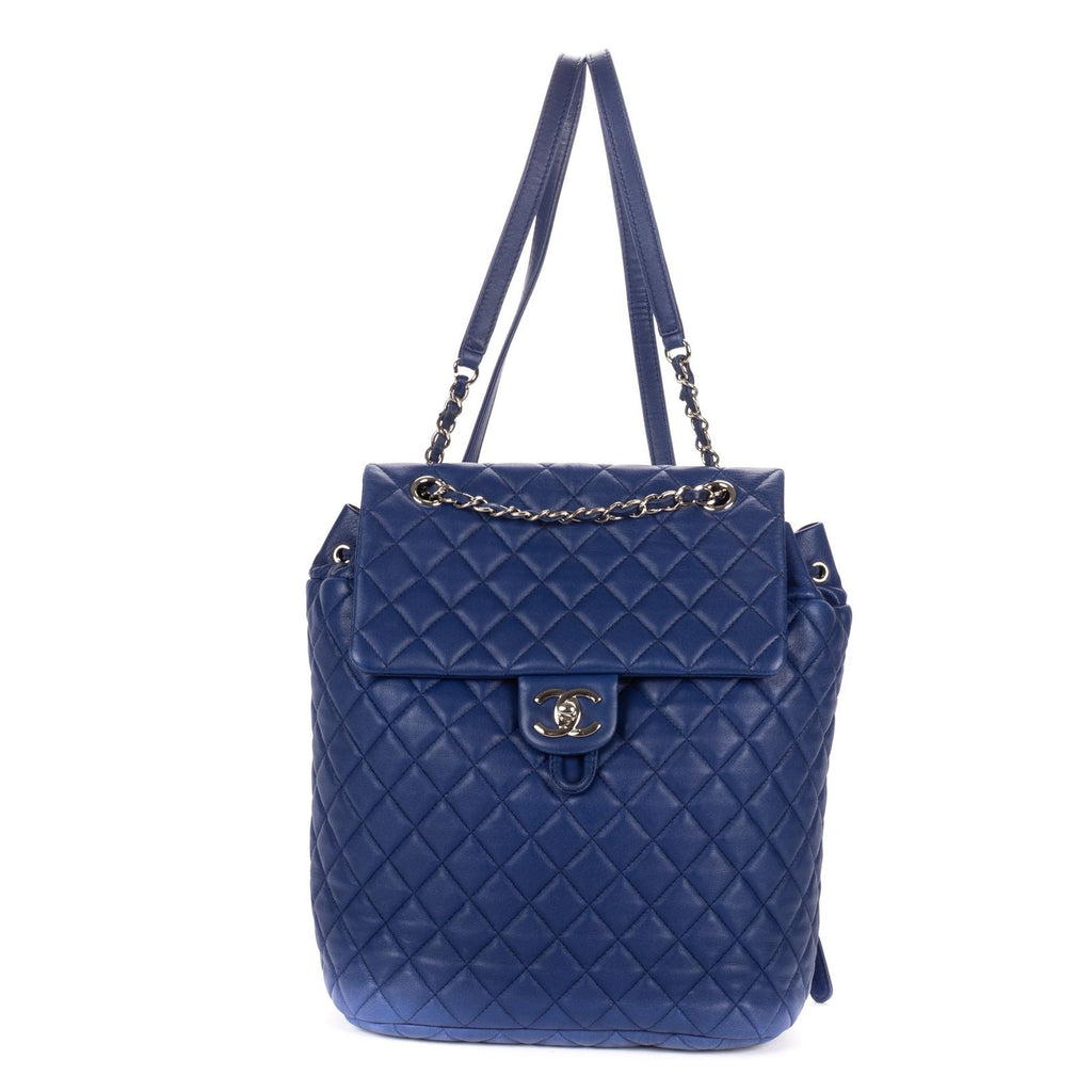 Chanel Urban Spirit Backpack Blue Quilted Lambskin Leather