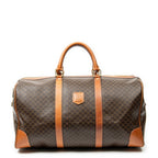 Celine Vintage Large Travel Boston Brown Macadam Canvas Handbag
