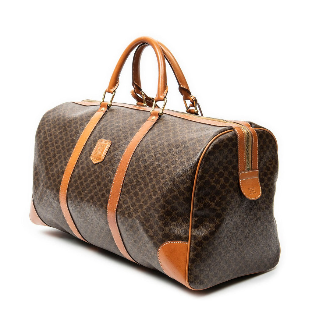Celine Vintage Large Travel Boston Brown Macadam Canvas Handbag — view 2